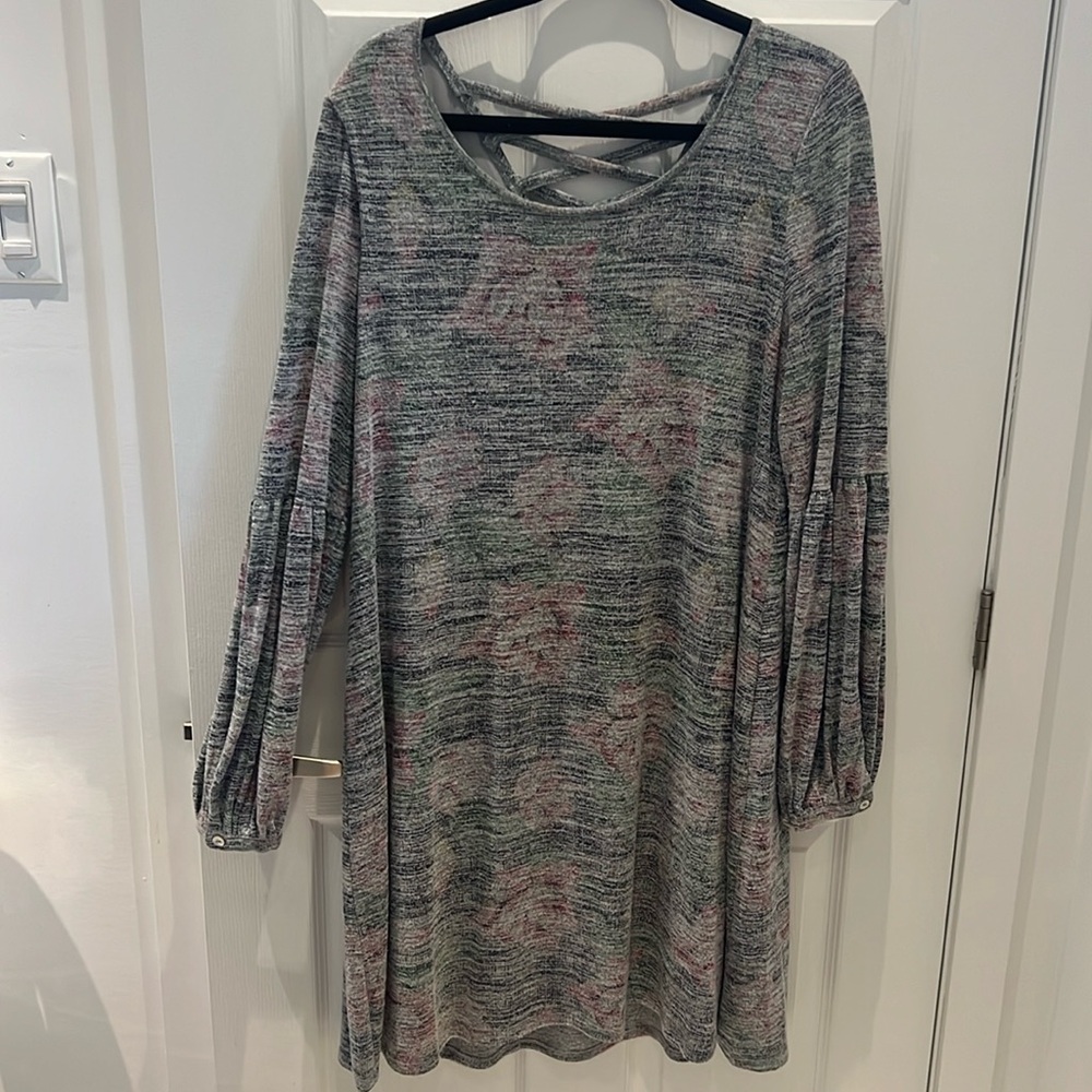 Soft fabric knee length dress multicoloured